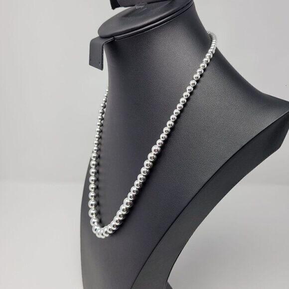 Vintage Signed Napier Graduated Silver Plated Beaded Matinee Necklace 25" Glam - Picture 7 of 10